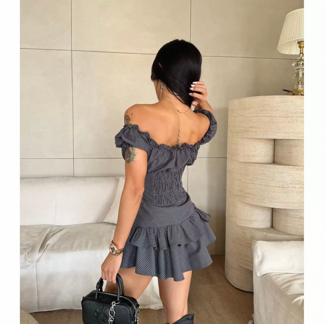 House-Of-Winco women’s Fashion Off-Shoulder Ruffle Bodycon Mini Dress