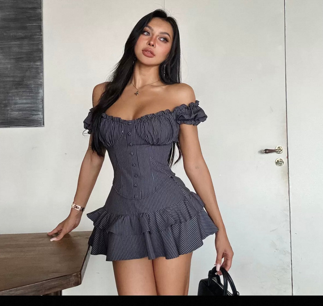 House-Of-Winco women’s Fashion Off-Shoulder Ruffle Bodycon Mini Dress